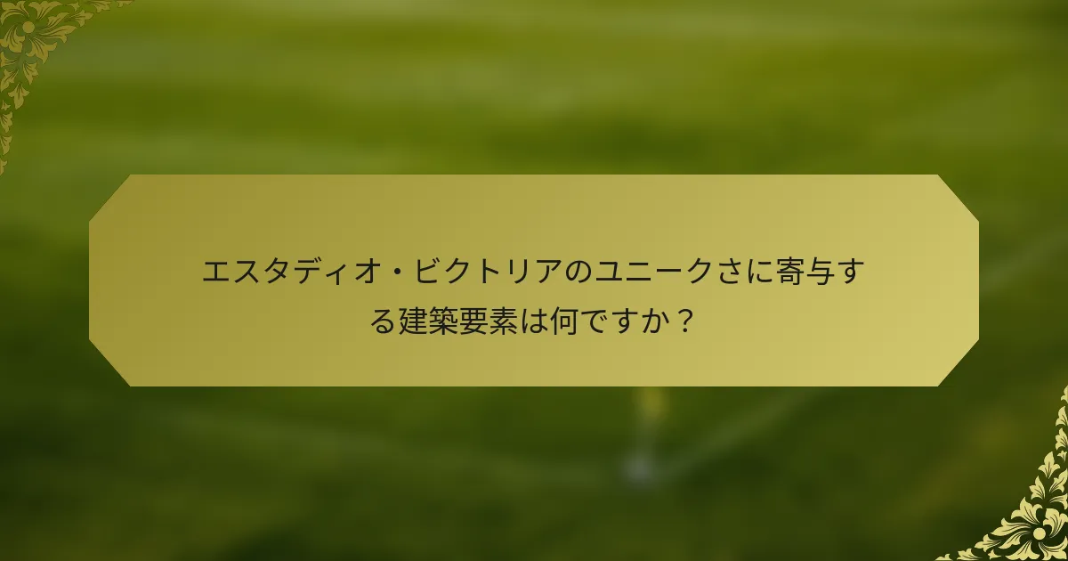 エスタディオ・ビクトリアのユニークさに寄与する建築要素は何ですか？