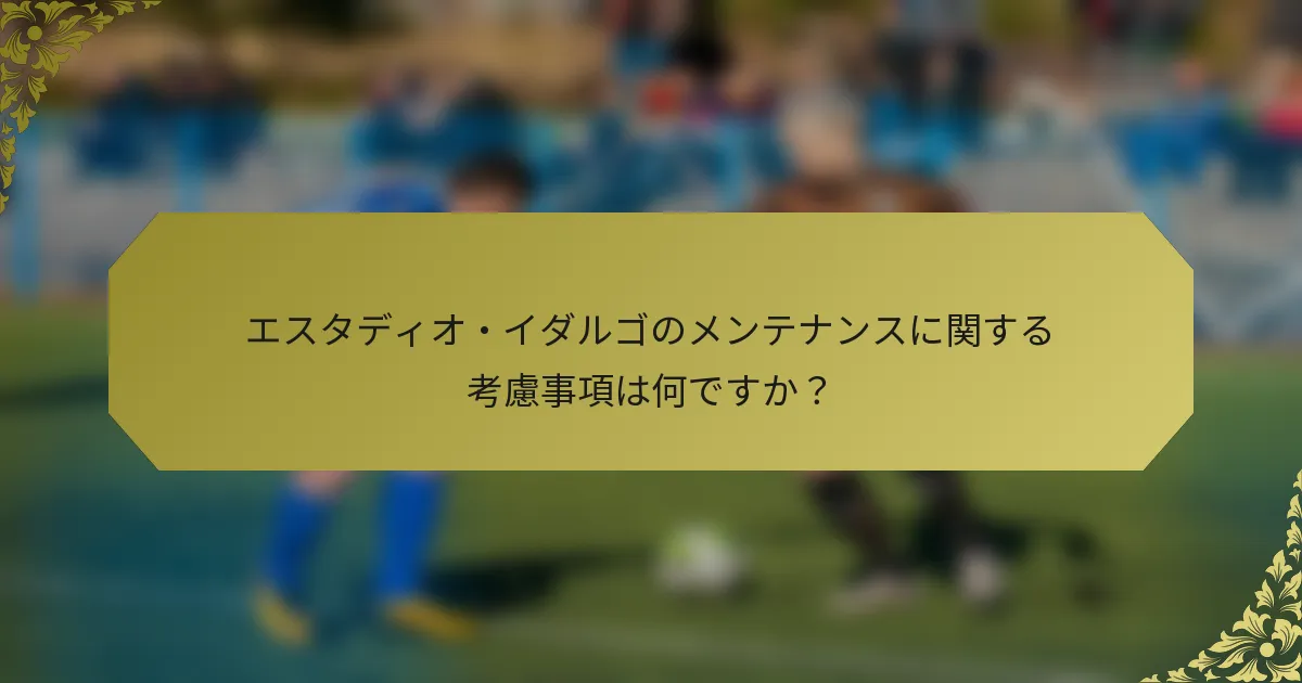 エスタディオ・イダルゴのメンテナンスに関する考慮事項は何ですか?